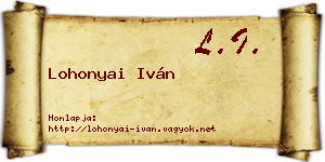 Lohonyai Iván névjegykártya